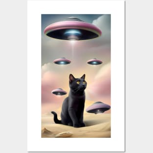 Black Cat UFOs Posters and Art